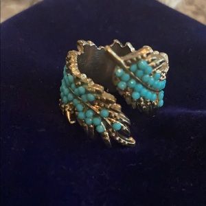 Teal and gold leaf ring !